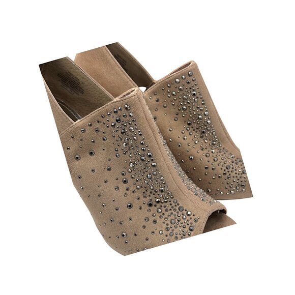 Jennifer Lopez "Jezabelle" Taupe Studded Peep Toe Bootie Heels – Size 9M - Picture 6 of 8